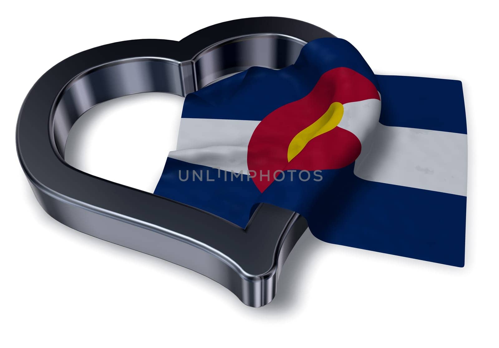 flag of colorado and heart symbol - 3d illustration