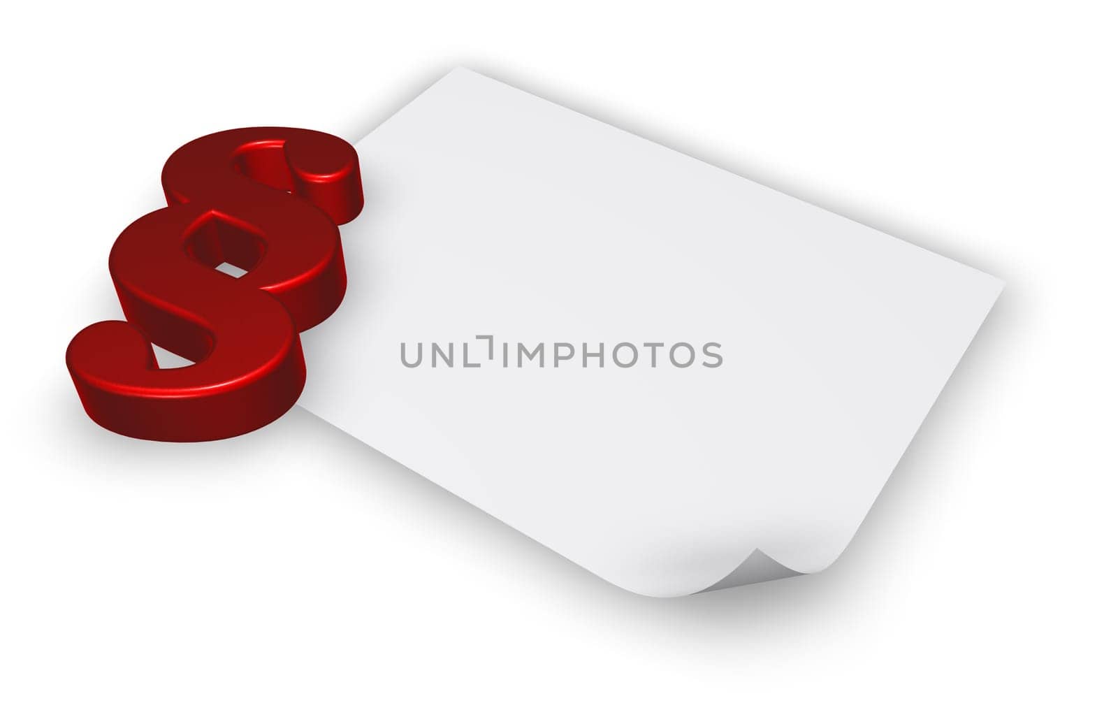 paragraph symbol and blank white paper page - 3d illustration