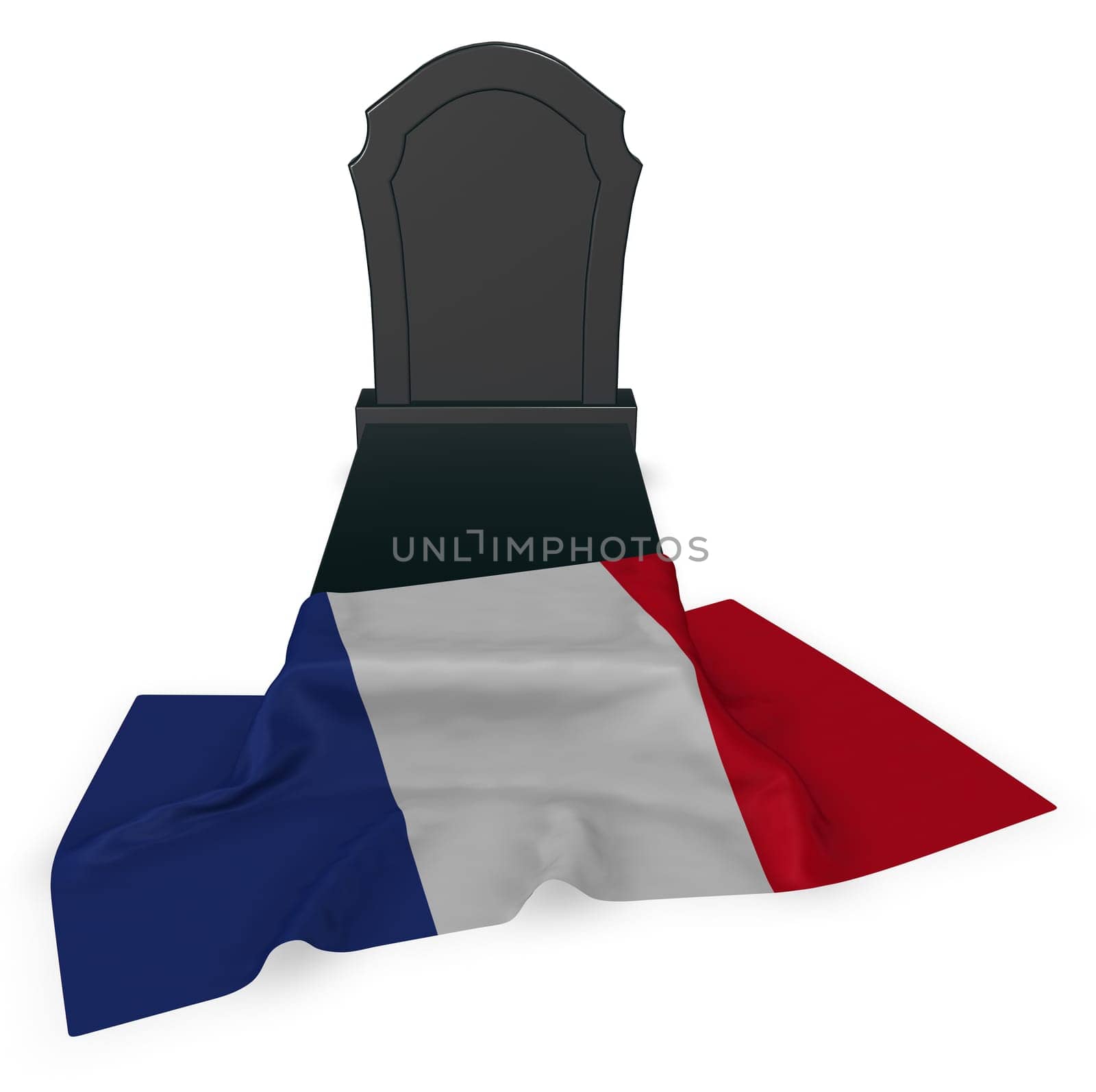 tombstone and flag of france - 3d rendering