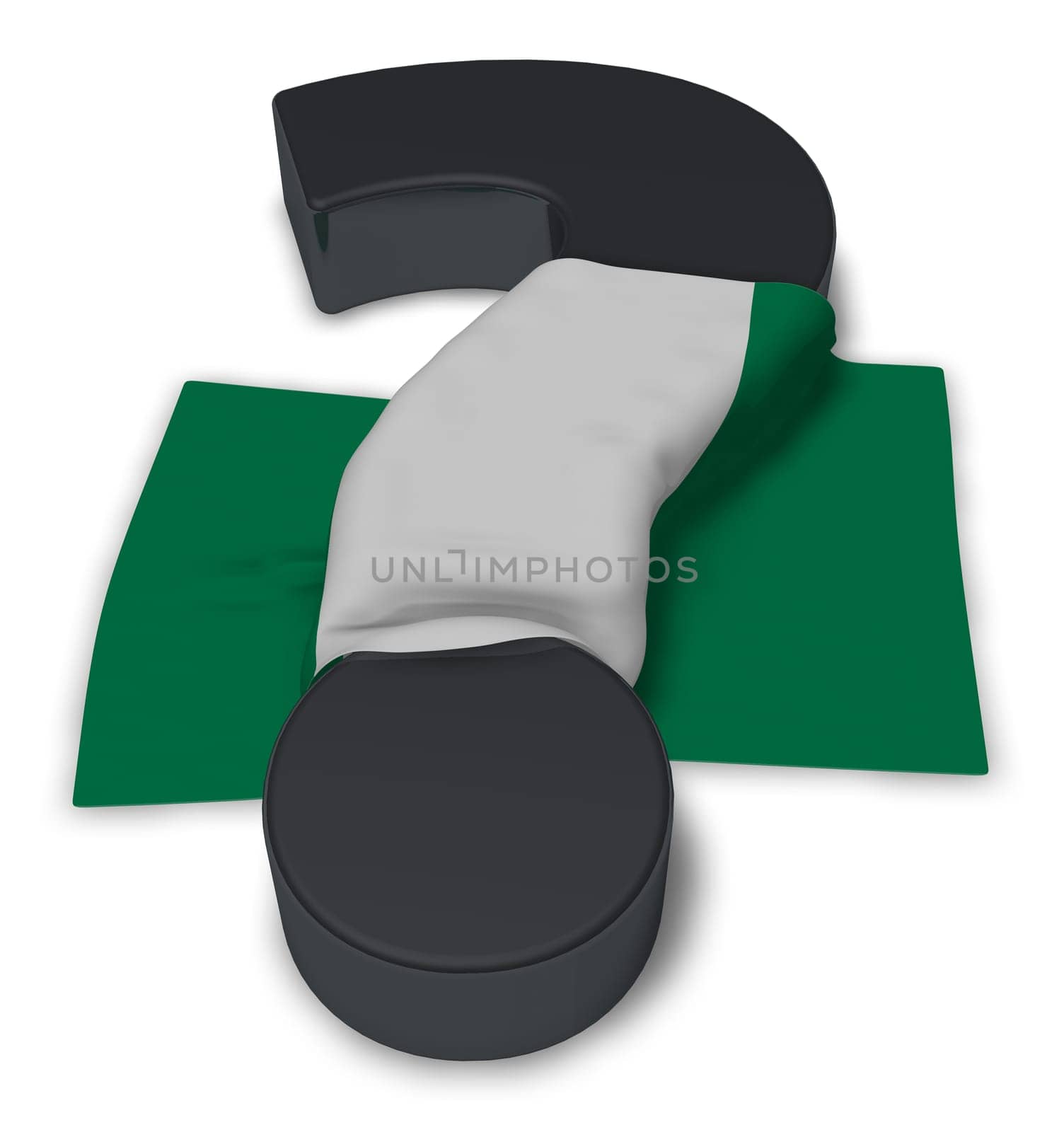 flag of nigeria and question mark - 3d illustration
