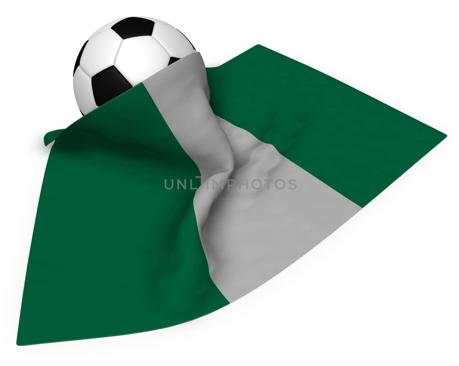 football and flag of nigeria - 3d illustration