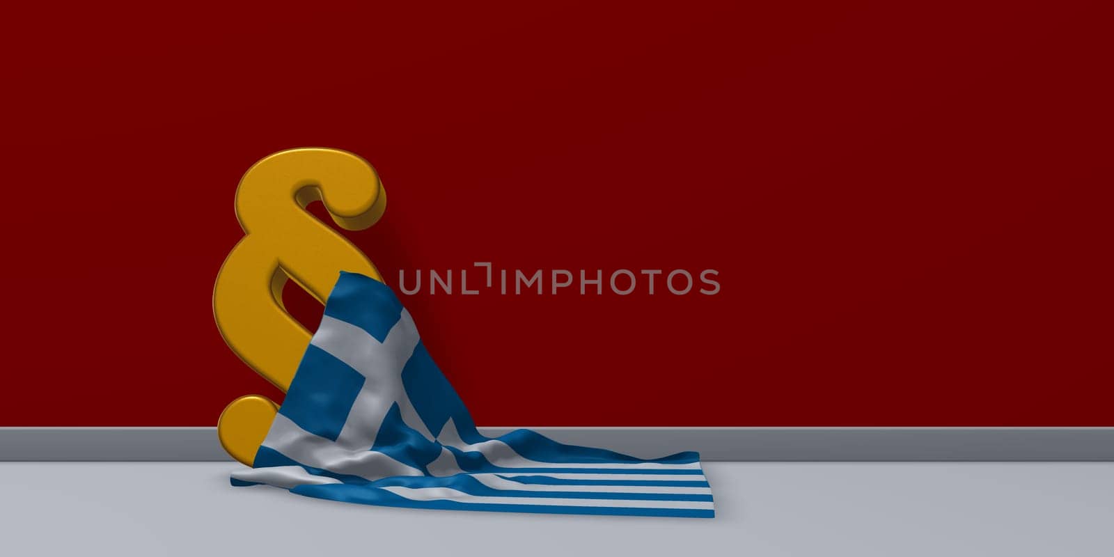 paragraph symbol and Greek flag - 3d illustration