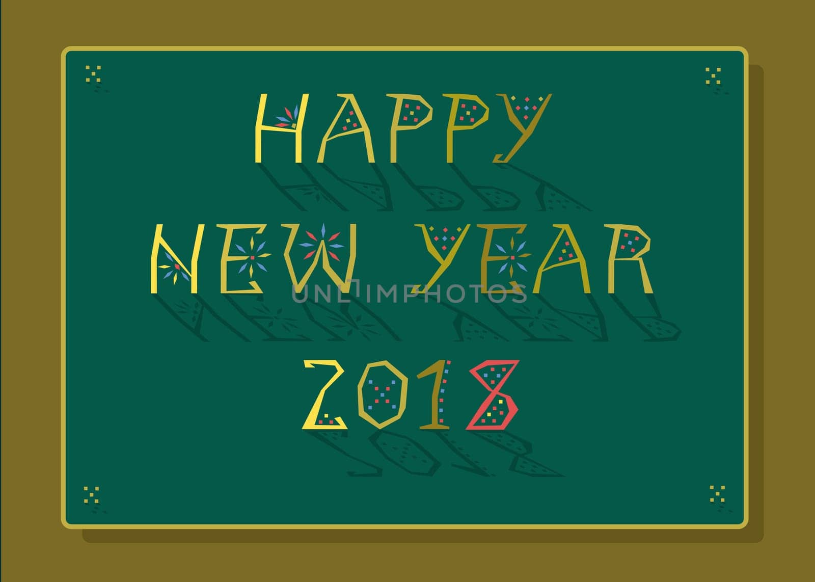 Happy New Year 2018. Artistic geometric font. Illustration