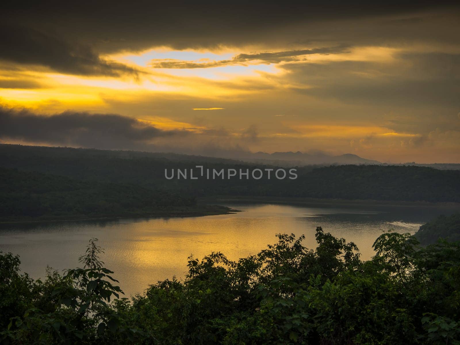 Mountain landscape during sunset in the summer time