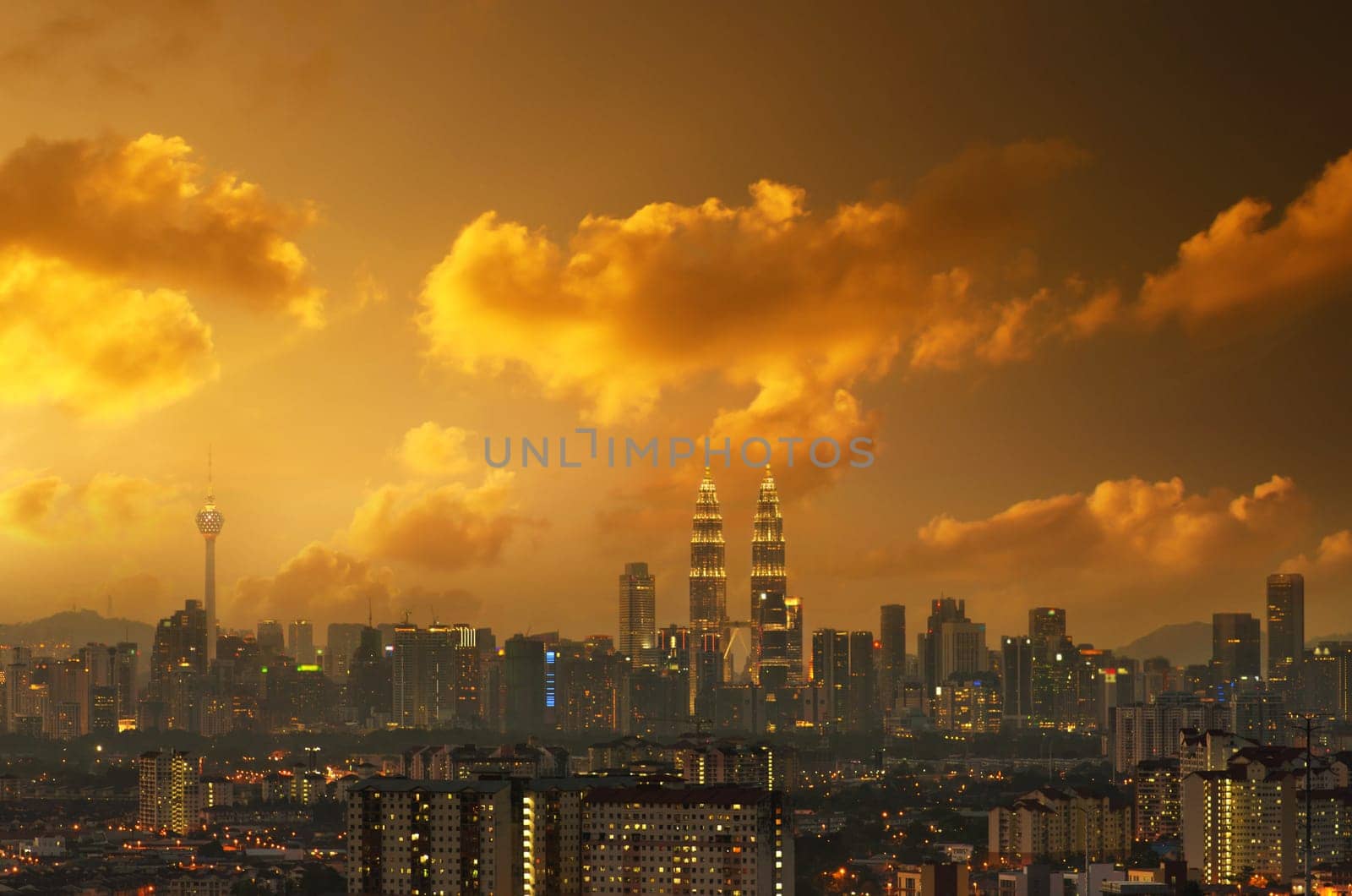 Kuala Lumpur city skyline in night view, Malaysia