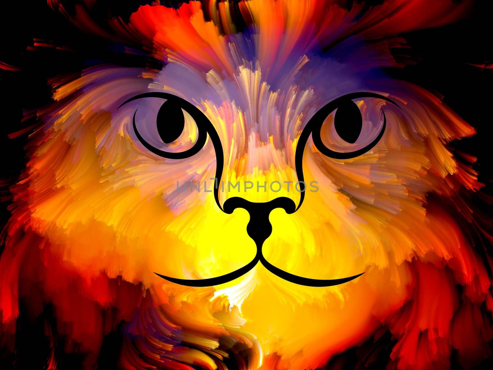Cat Paint series. Backdrop composed of colorful feline portrait and suitable for use in the projects on art, imagination and creativity