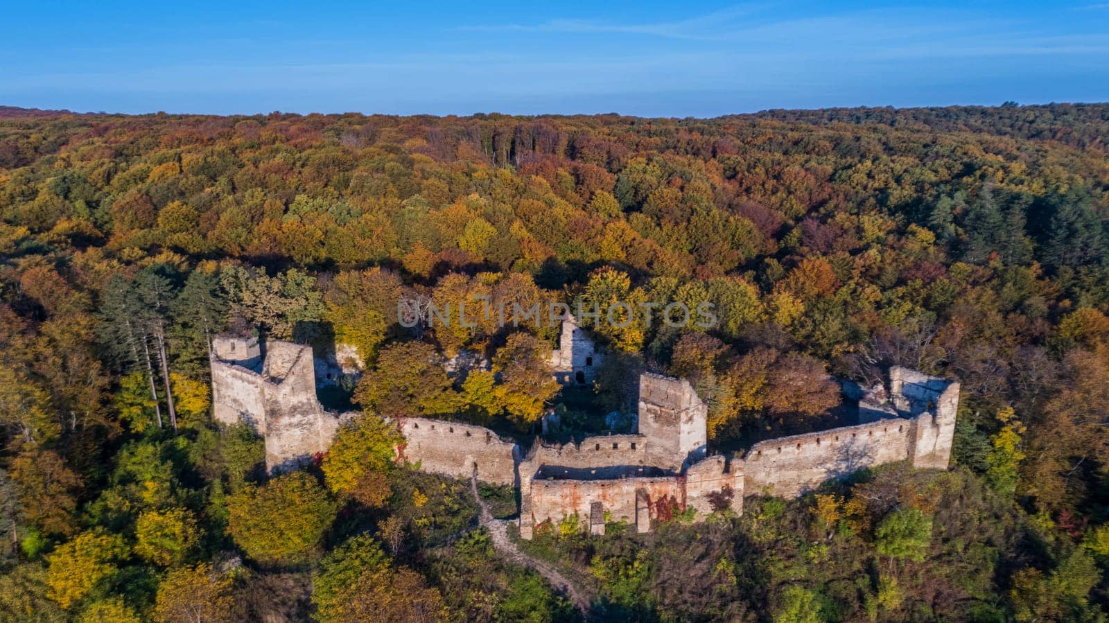 Medieval fortified saxon fortress in Saschiz village. Transylvania, Romania. It was built by the ethnic German Transylvanian Saxon community.