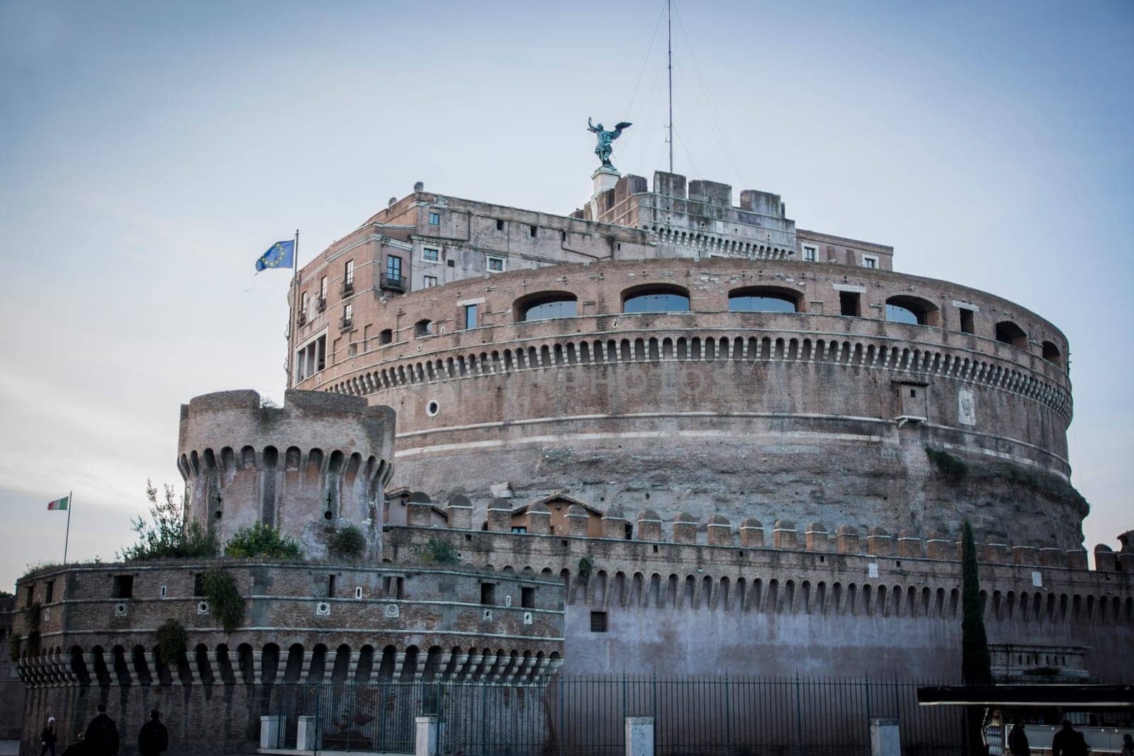 View of Castel Sant'Angelo in Rome, Italy at sunset