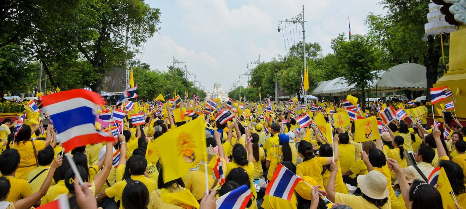 BANGKOK, THAILAND - DECEMBER 5: Thai people gather in the street to pay respect to King Bhumibol on his 85 th birthday celebration on December 5, 2012 in Bangkok, Thailand.