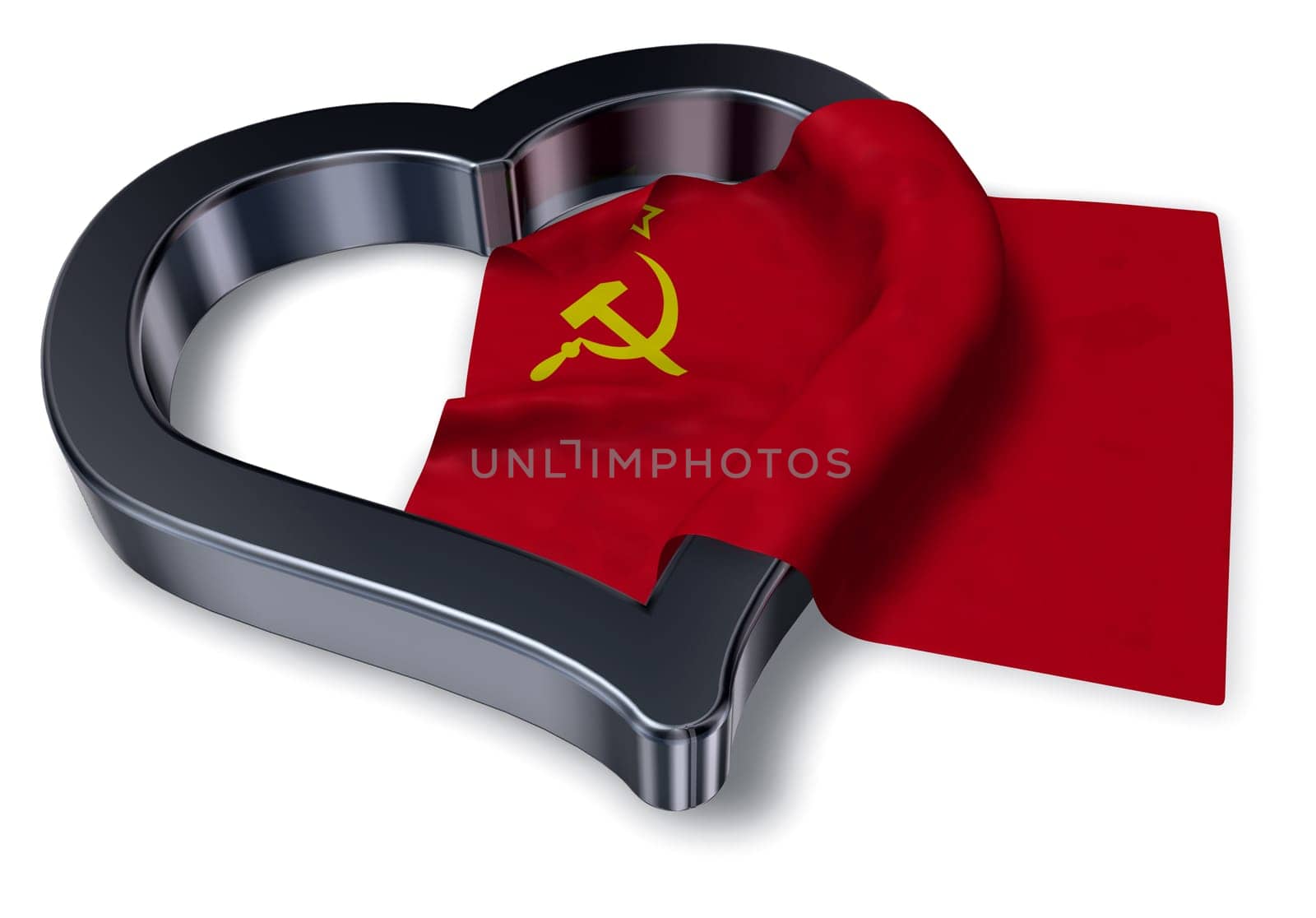 flag of the Soviet Union and heart symbol - 3d illustration