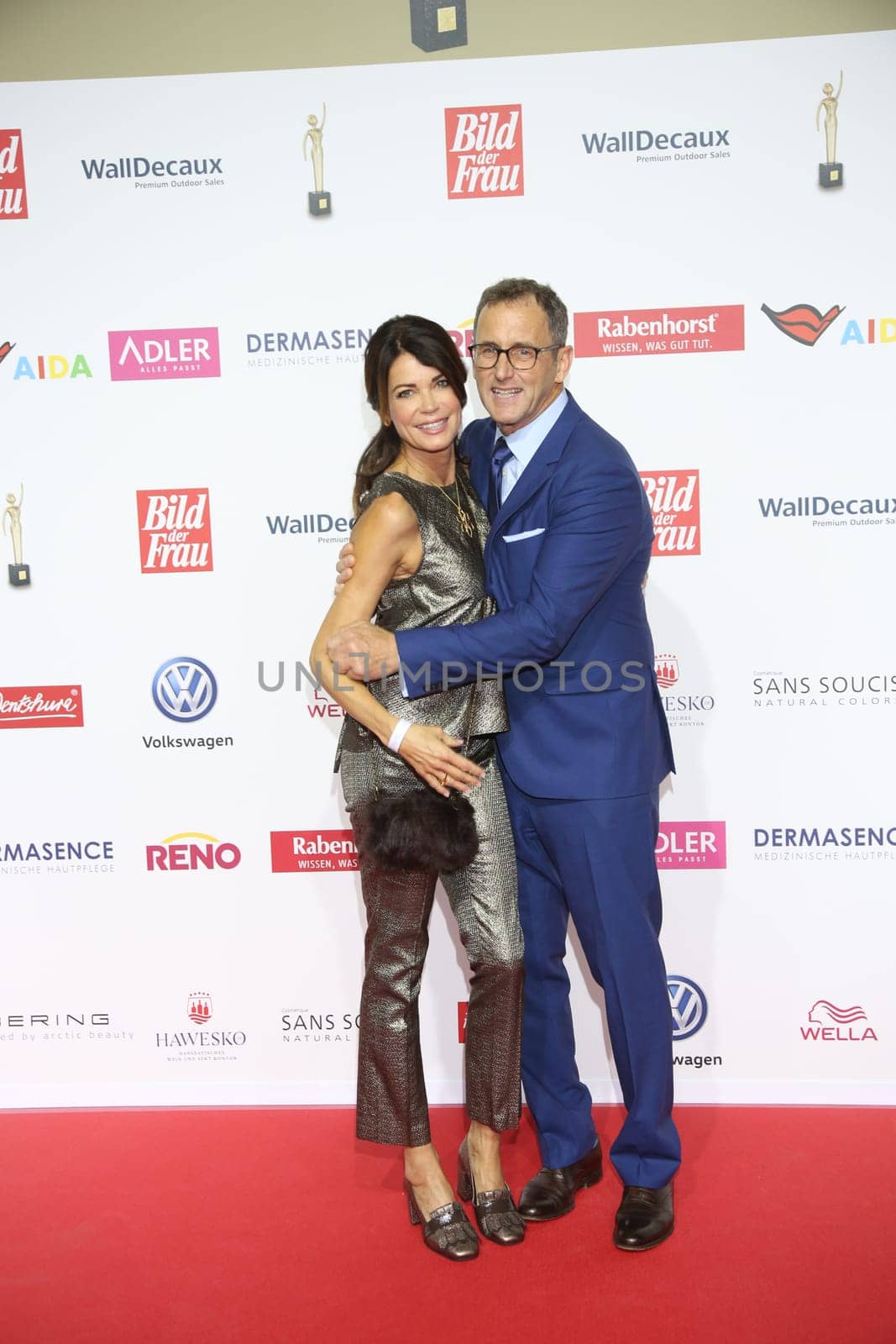 Gerit Kling with friend Wolfram Becker.Golden Picture of women 2017 Award ceremony at AIDA Prima in Hamburg ,21.10.2016..