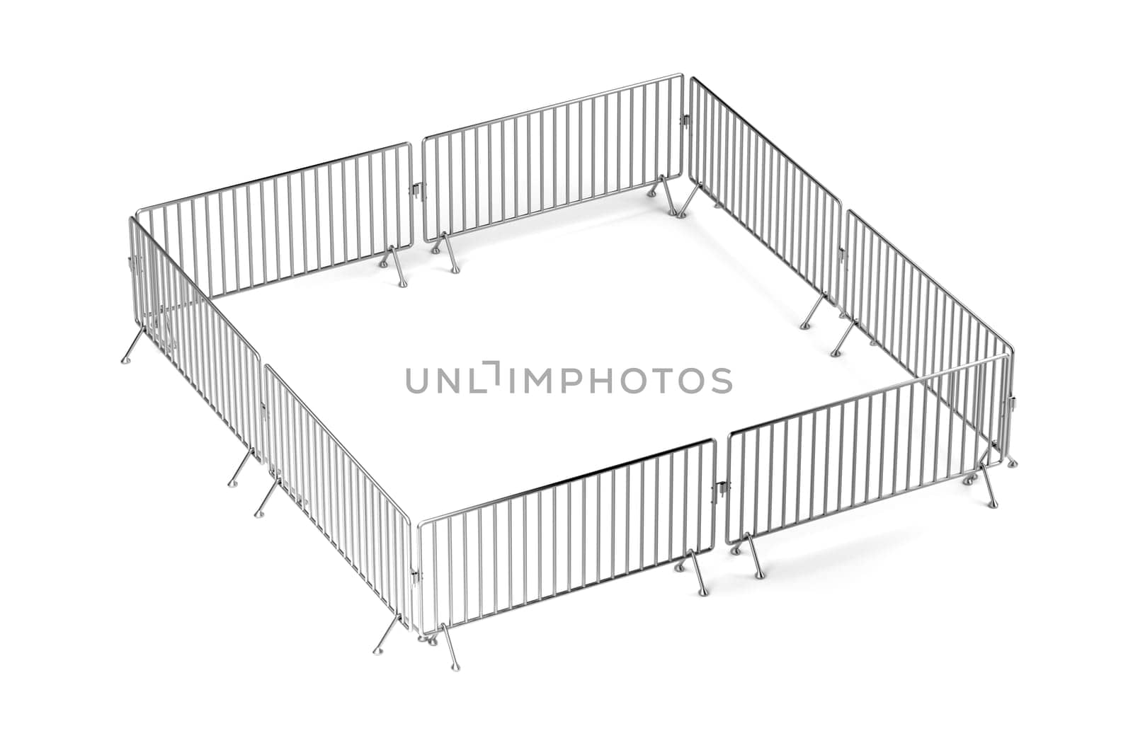 Barricaded square with mobile steel fences