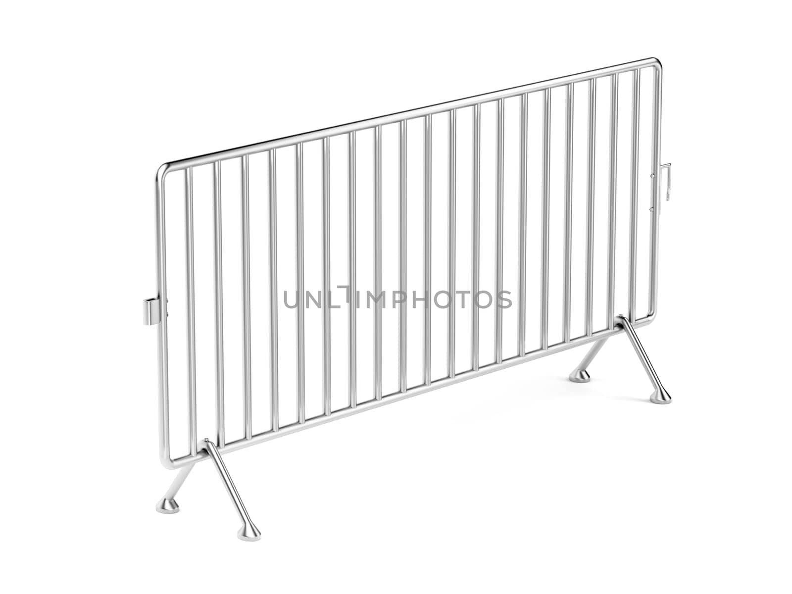 Mobile steel barrier on white background