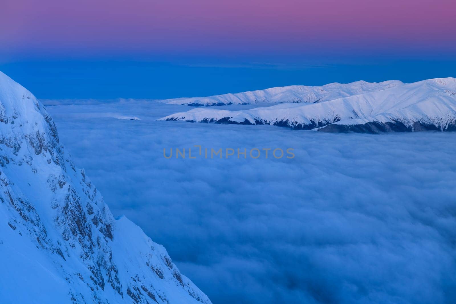winter mountain in Piatra Craiului Mountains, Romania