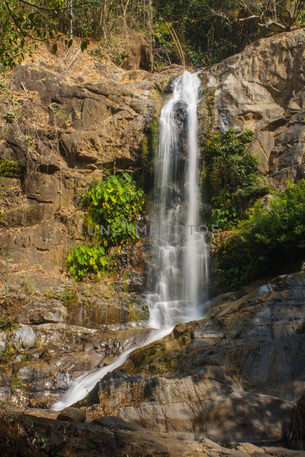 Thor Thip waterfall in thai national park.waterfall in the deep forest on mountain