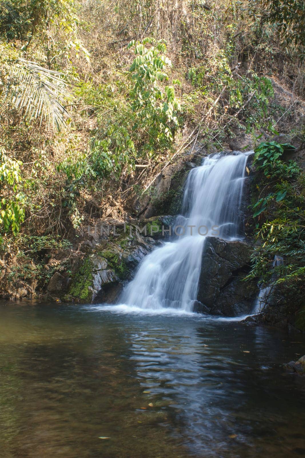 Thor Thip waterfall in thai national park.waterfall in the deep forest on mountain