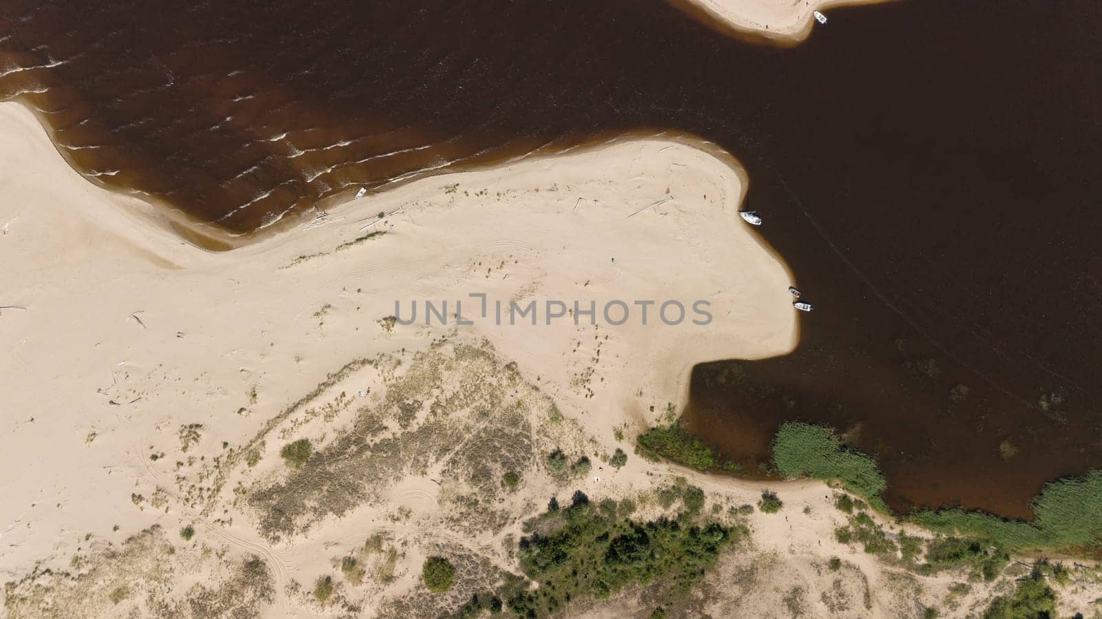 Gauja river Latvia drain into Baltic Sea aerial drone top view