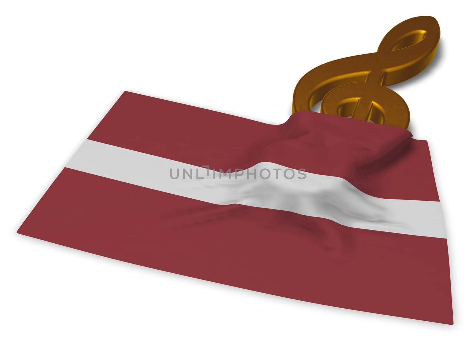 clef and flag of latvia - 3d rendering