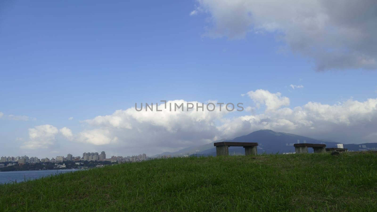 Bali, New Taipei City / Taiwan - October 25,2017: New Taipei City People's Riverside Bicycle Road Landscape, Taiwan