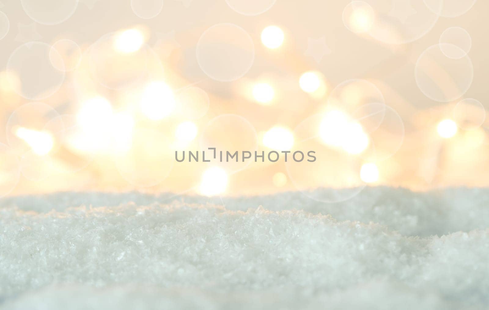 Snow background with blurred lights, winter or Christmas concept background