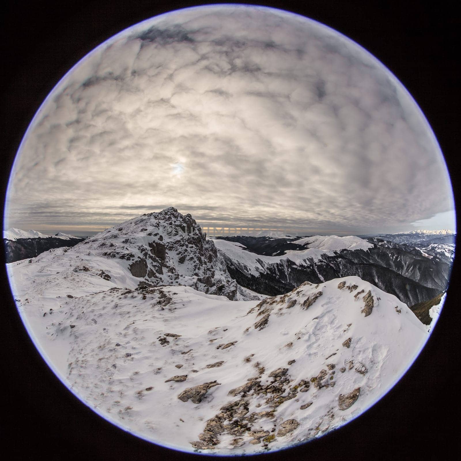 mountain landscape in winter. Bucegi Mountains Romania