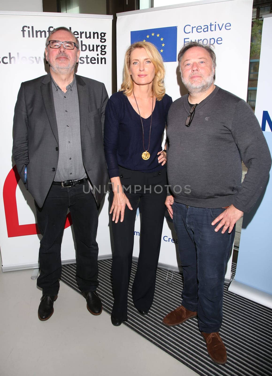 Nikolaj Scherfig ,Maria Furtwaengler and Christian Granderath at the Albatross Award Ceremony in Hafencity Hamburg