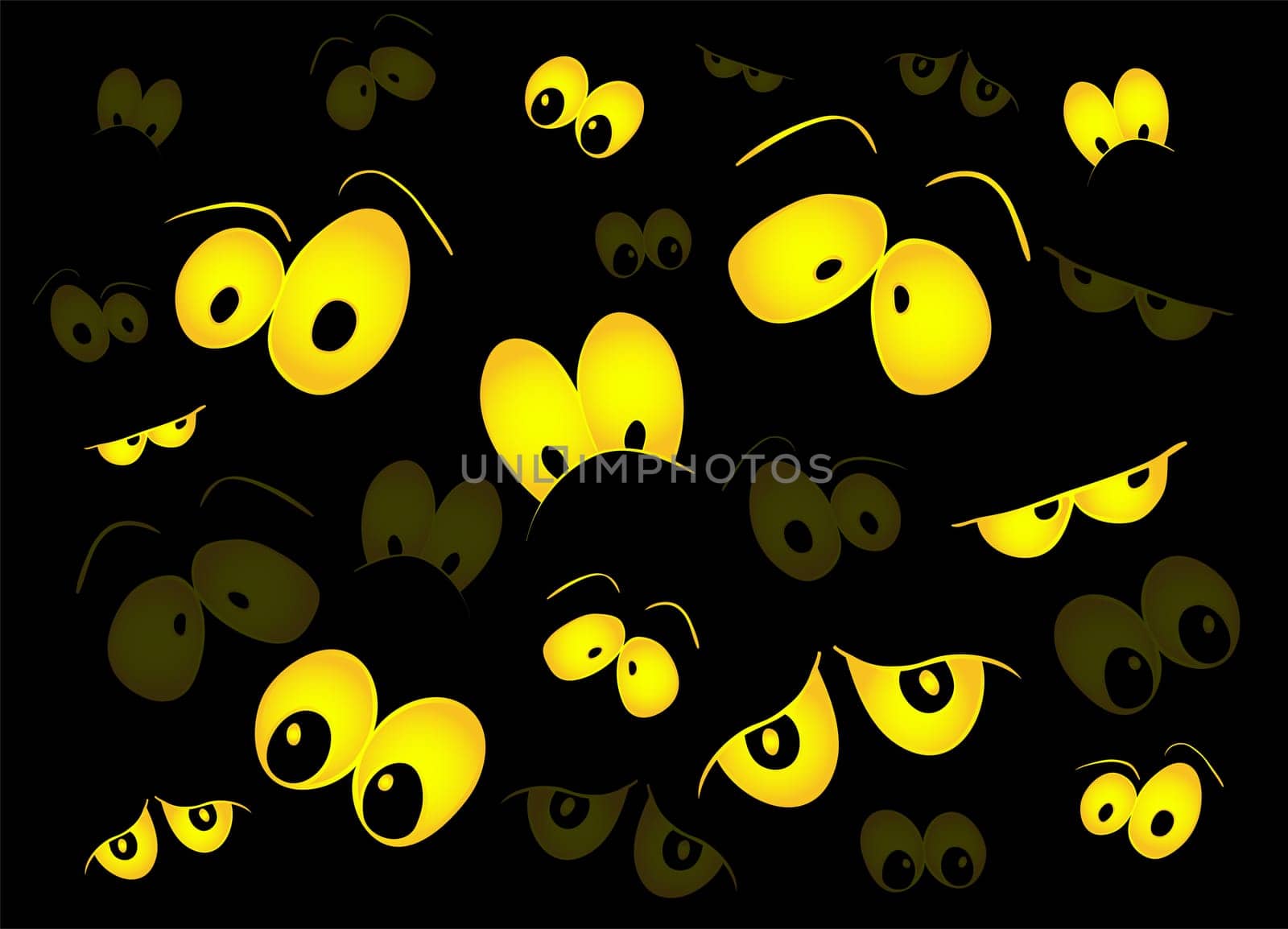 halloween spooky scary eyes  vector  design isolated on black background