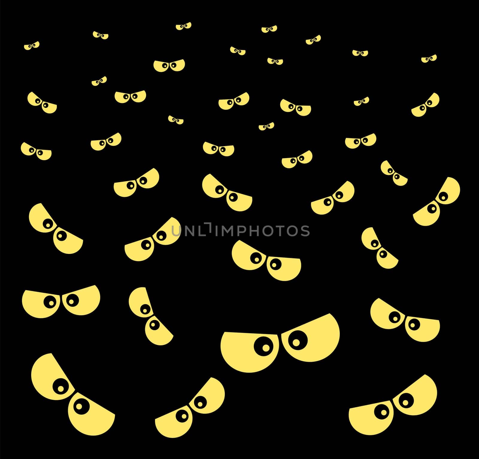 halloween spooky scary eyes  vector  design isolated on black background