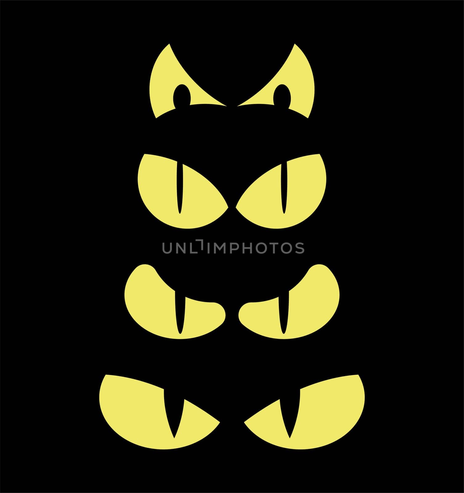 halloween spooky scary eyes  vector  design isolated on black background