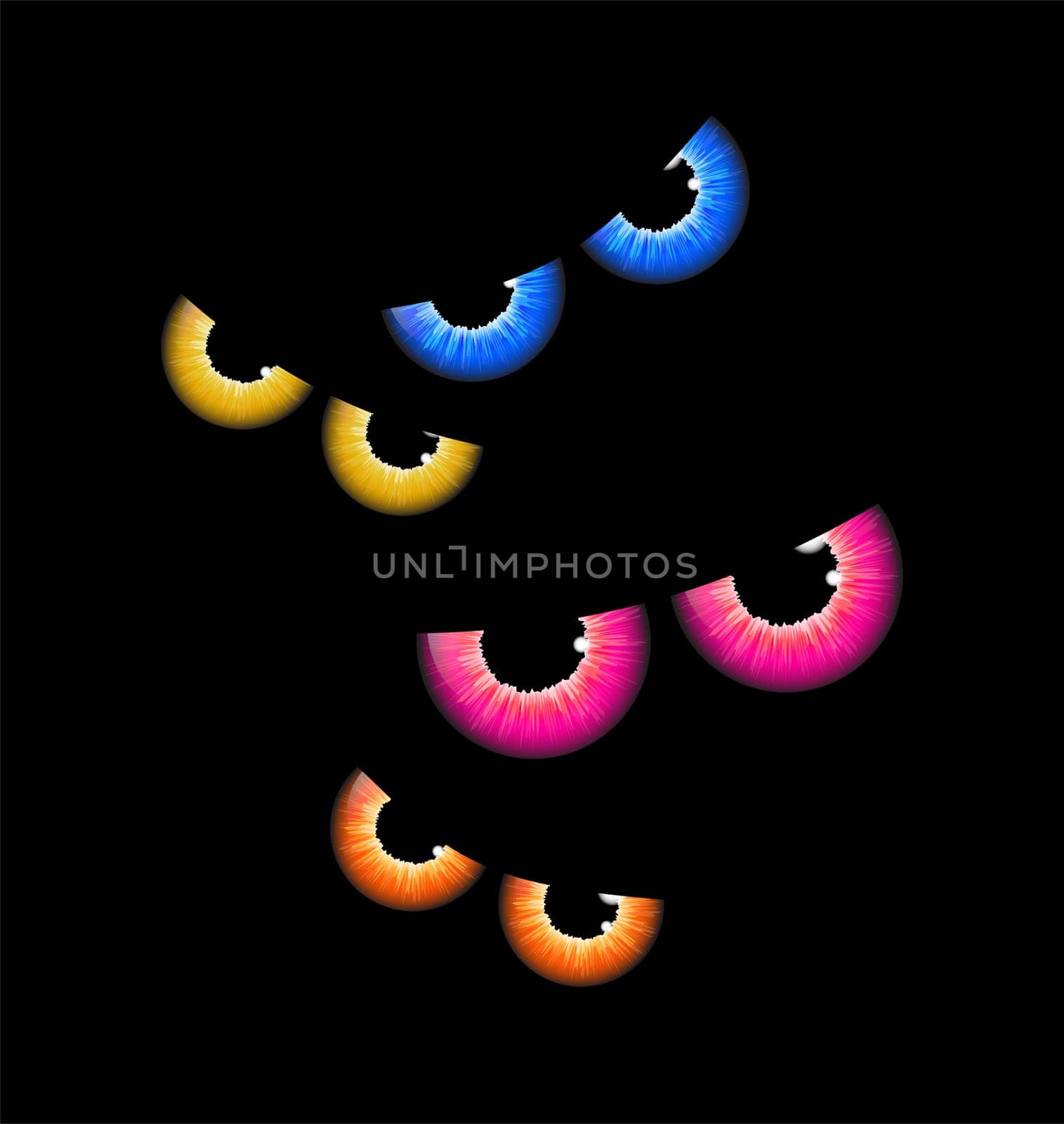 halloween spooky scary eyes  vector  design isolated on black background