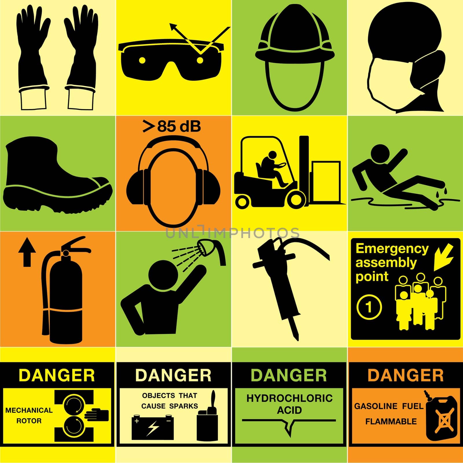 Industrial safety sign. Illustration vector.