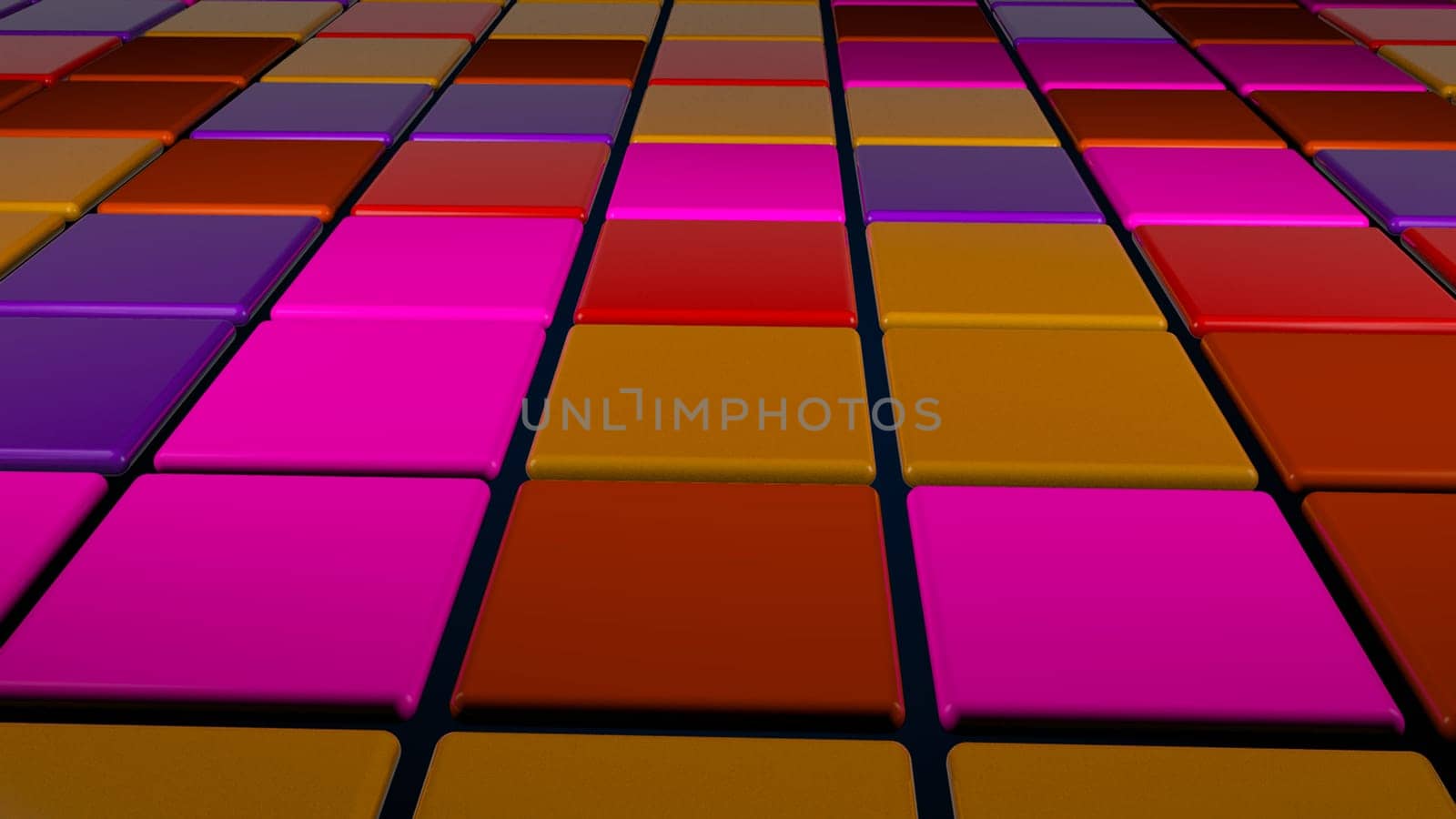 Colorful square shape lighting of disco dance floor. 3d rendering