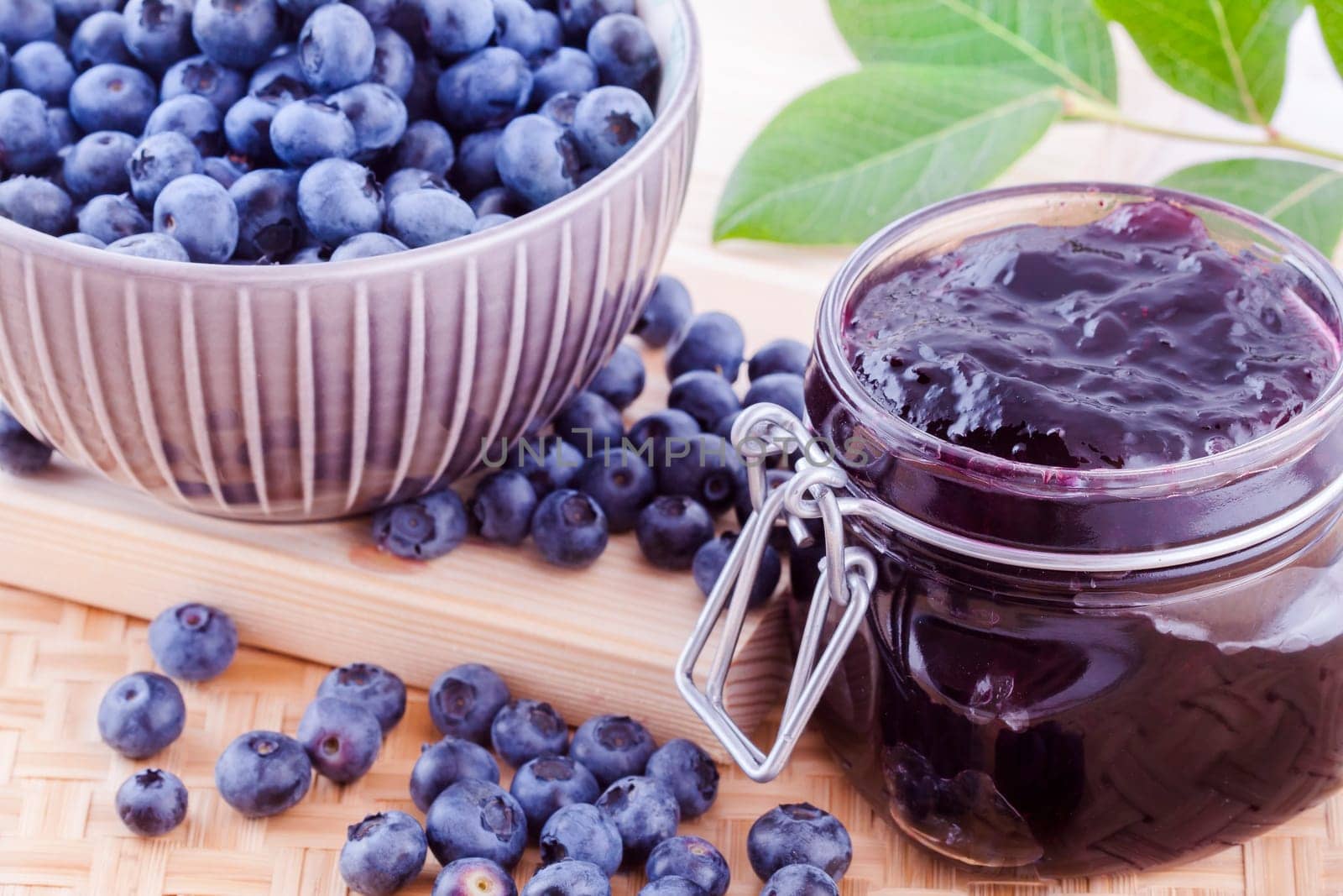 blueberry fruits jam in the kitchen on the table