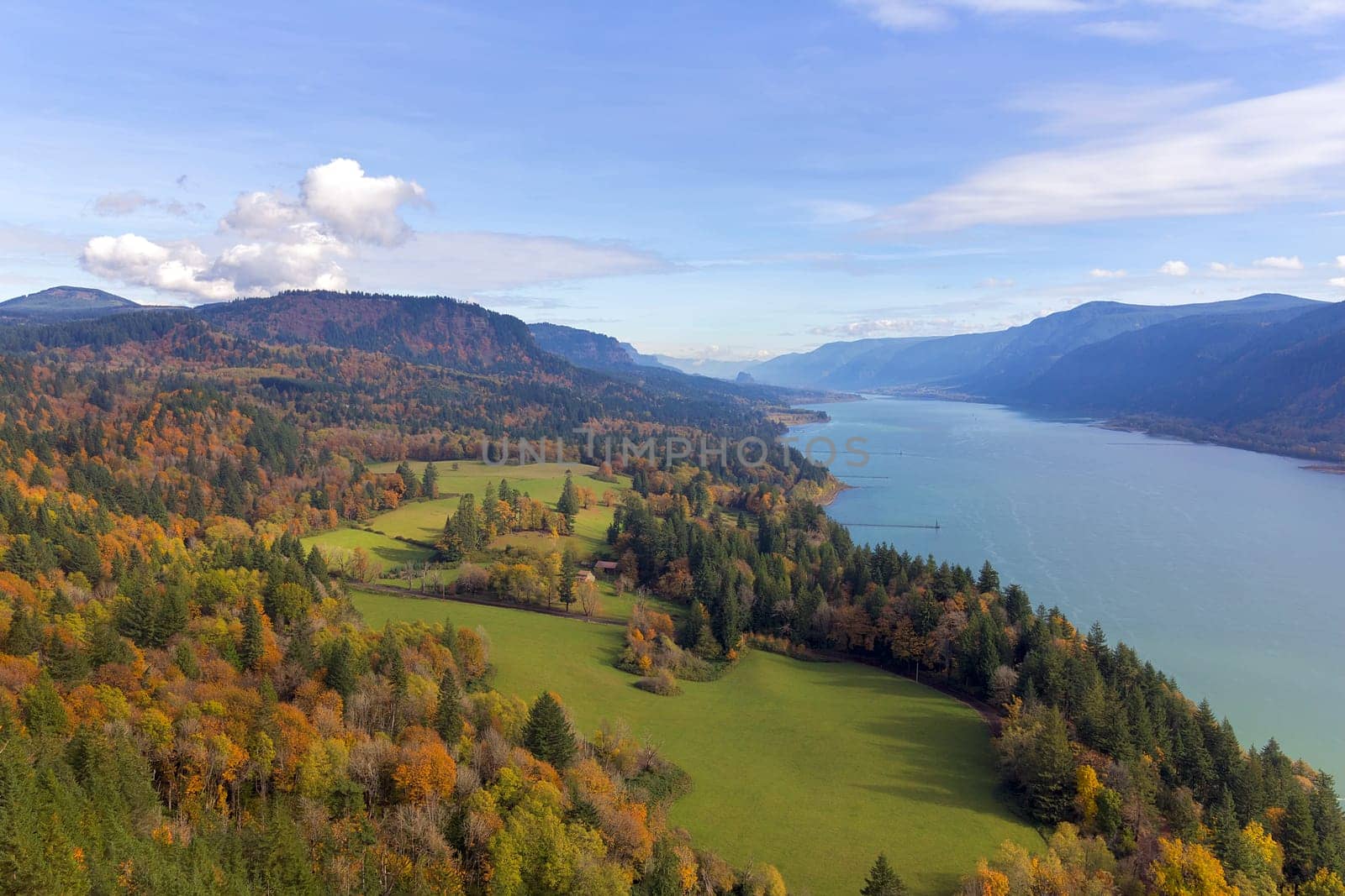Washington State Fall Colors along Columbia River Gorge from Cape Horn Viewpoint USA America
