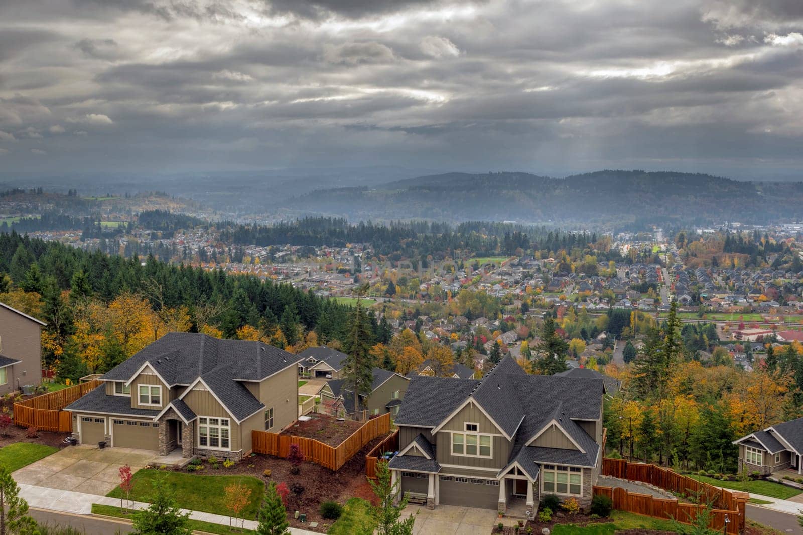 Happy Valley Oregon Rapid Growing City Residential Homes in Fall Season United States America