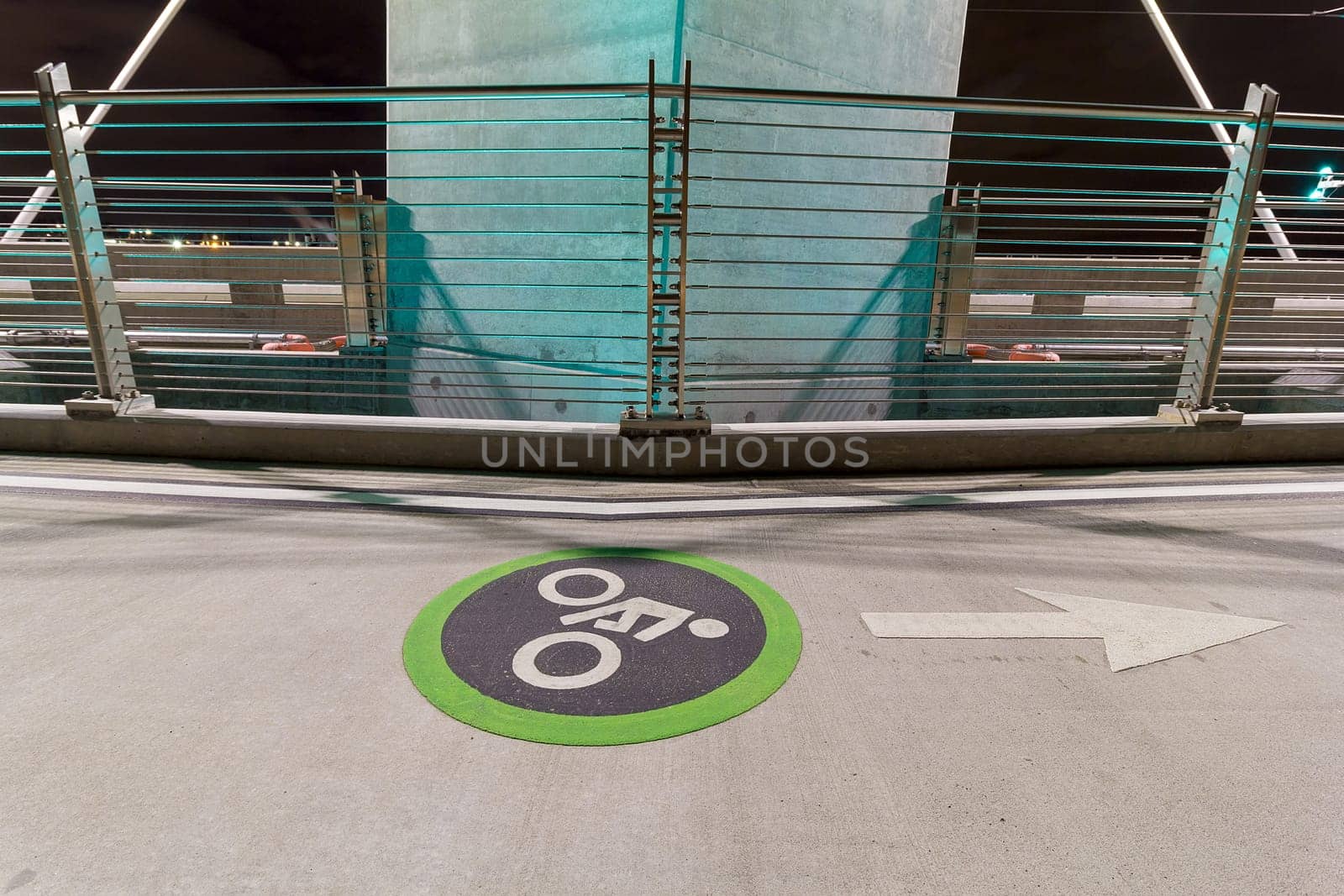 Bicycle Cyclist Lane Sign on Tilikum Crossing Bridge in Portland Oregon
