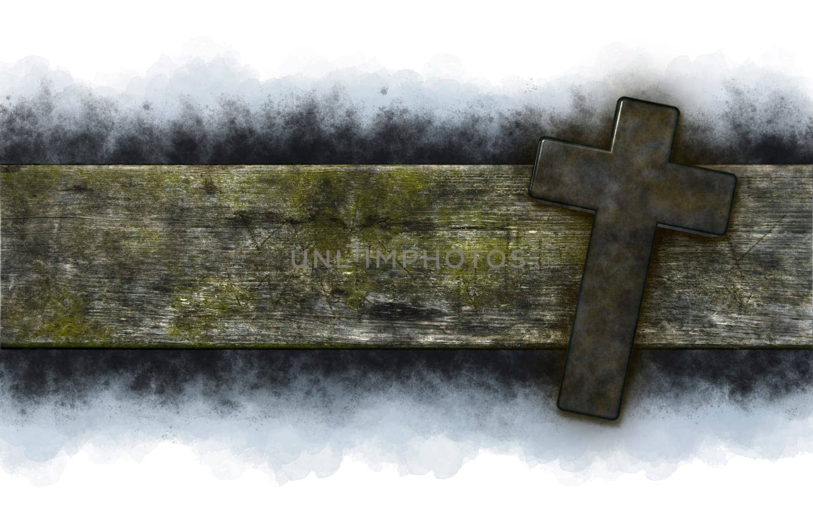 Christian cross on old wooden board