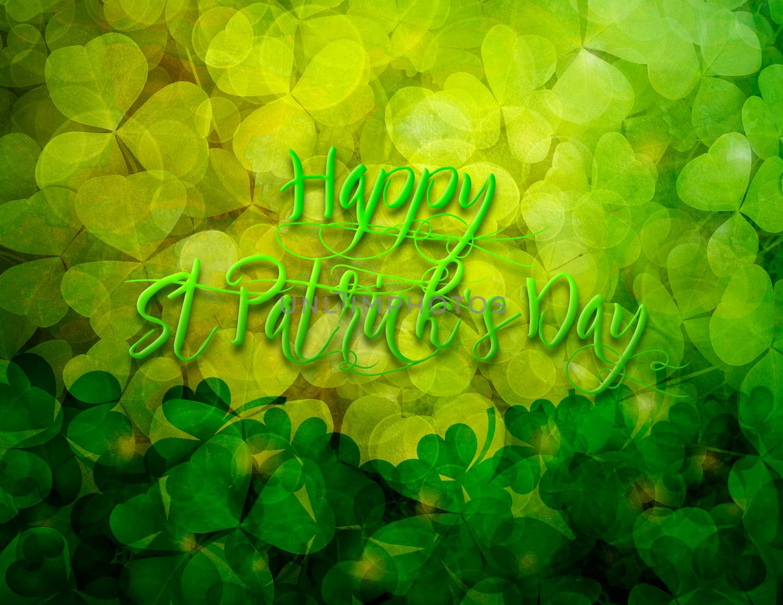 Shamrock Leaves Border and Background with Happy St Patricks Day Text Greeting Illustration