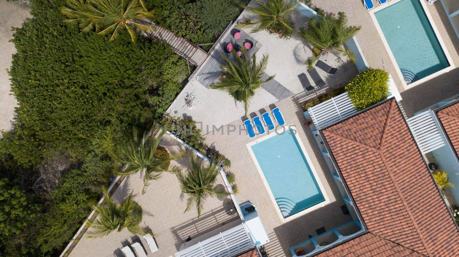 villa beach coast Bonaire island Caribbean sea aerial drone top view