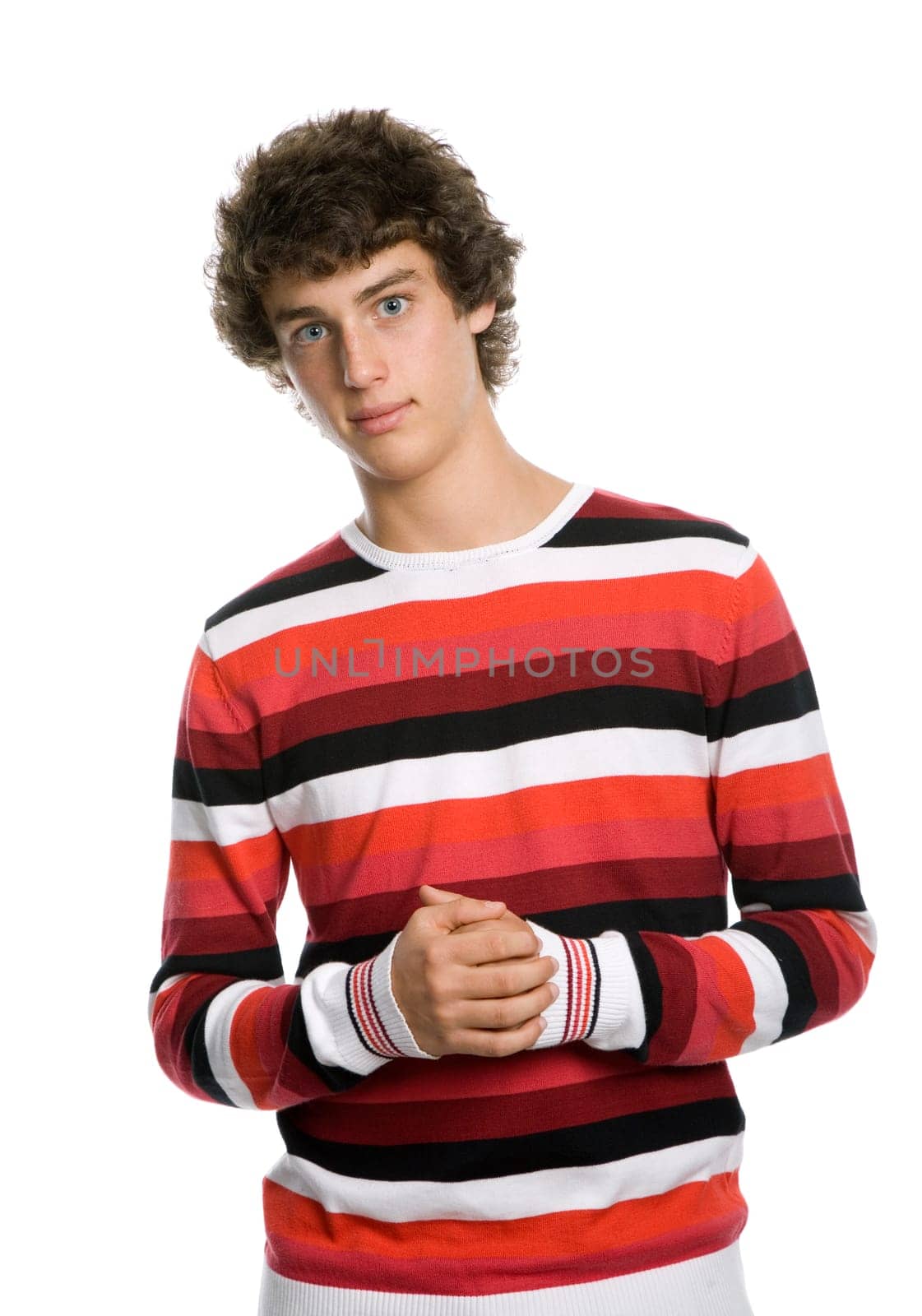 casual young man portrait, isolated on white