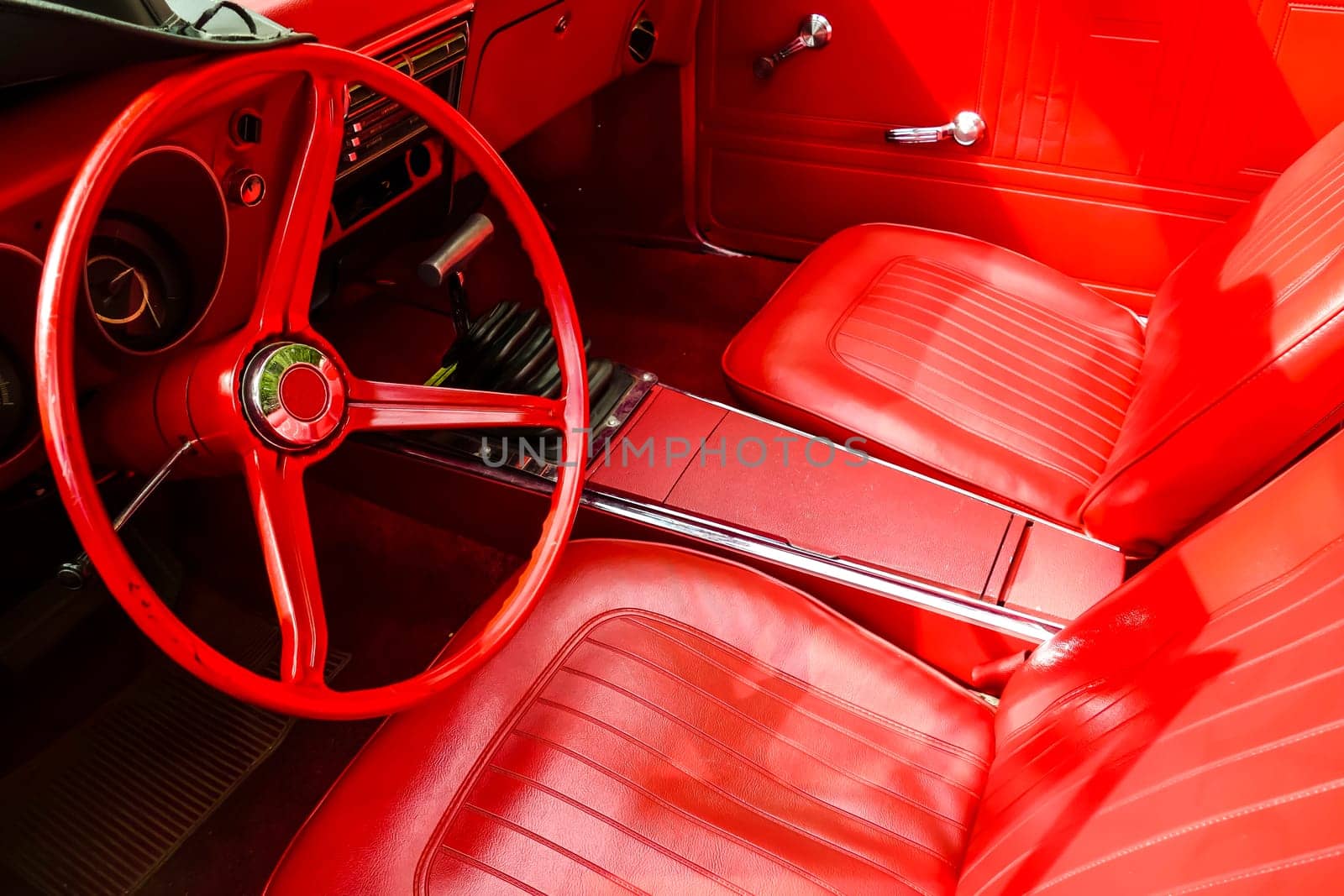 BAD NAUHEIM,GERMANY AUGUST 2017: Restored convertible in red. 16 th European Elvis Festival in Bad Nauheim,Hesse