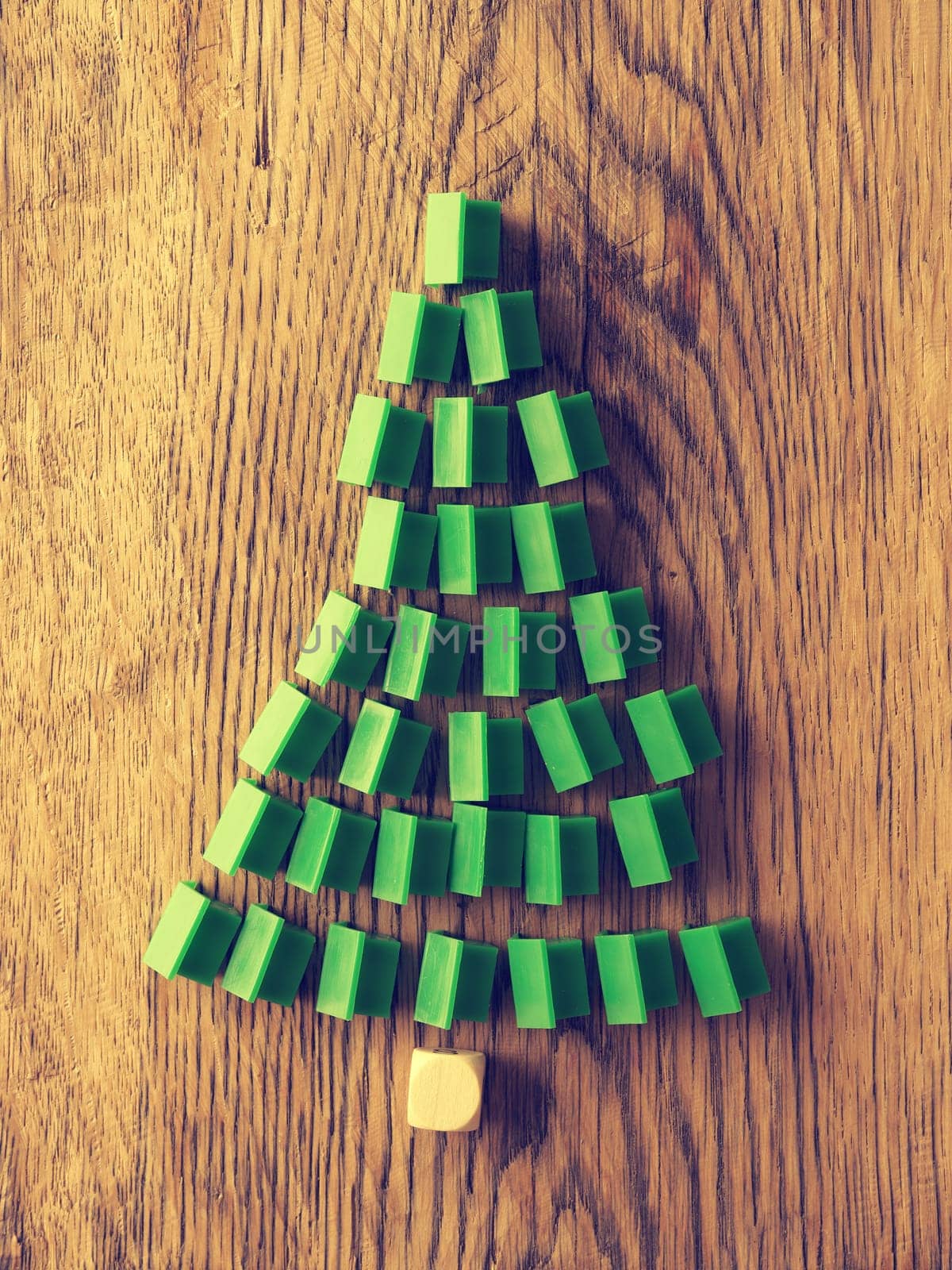 Christmas background on a rustic wooden table