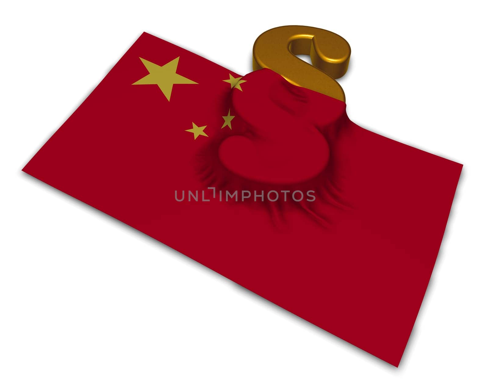 flag of china and paragraph symbol - 3d illustration