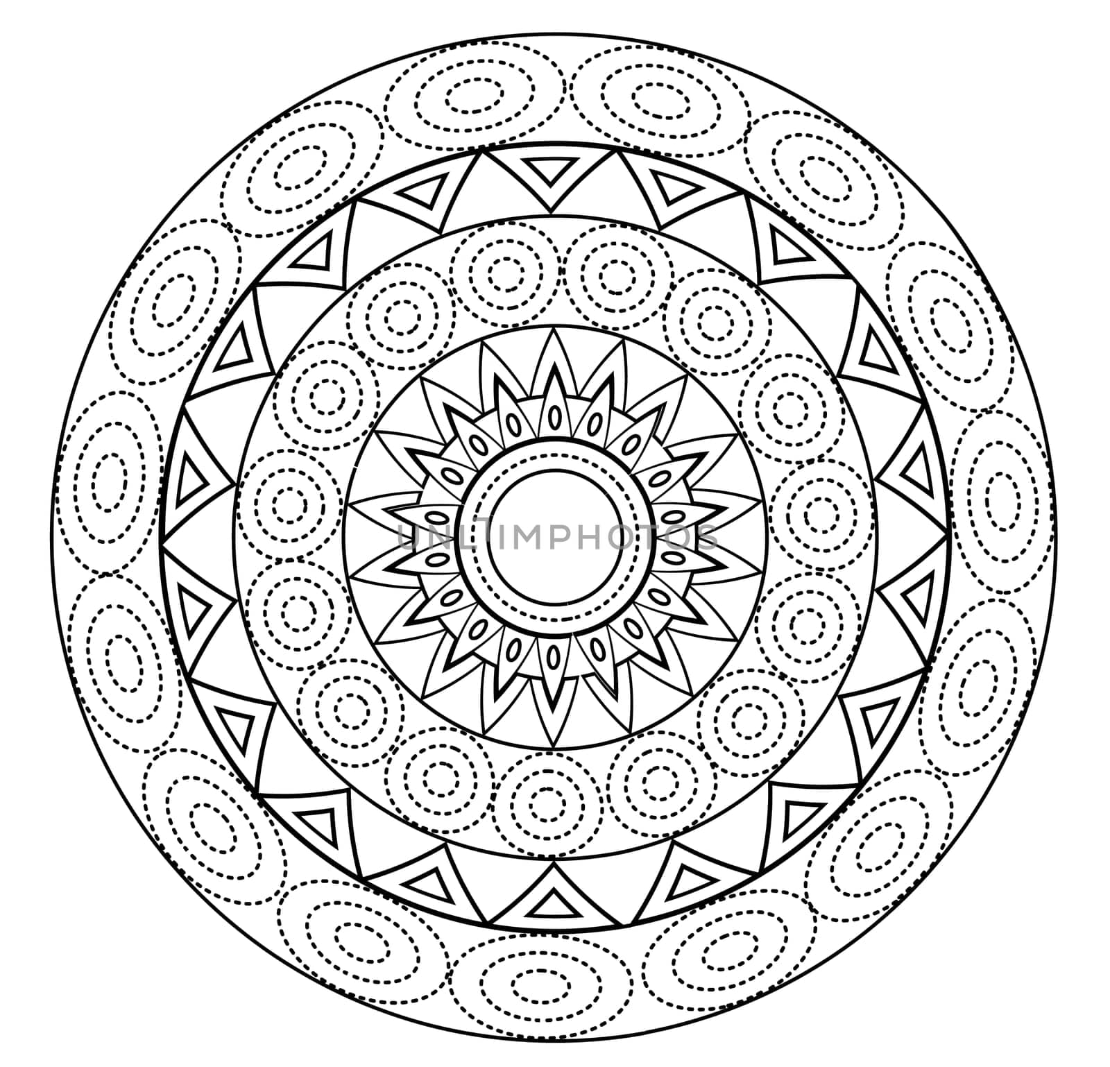 Mandalas for coloring book. Decorative black and white round outline ornament. Unusual flower shape. Oriental vector and anti-stress therapy patterns. Vector yoga logos design element.