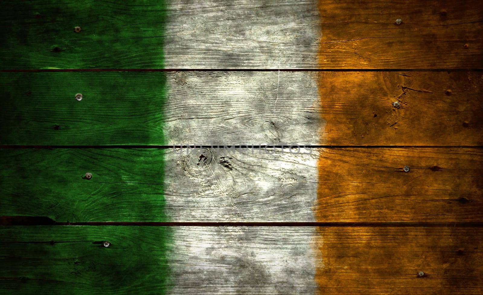 flag of ireland on old wooden boards