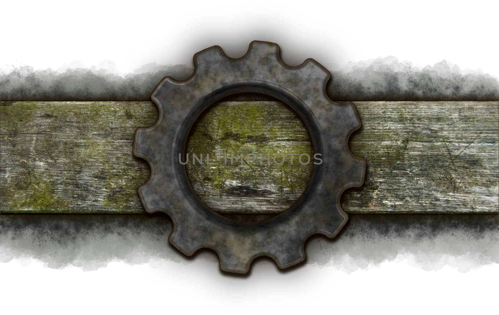 gear wheel on weathered wooden board