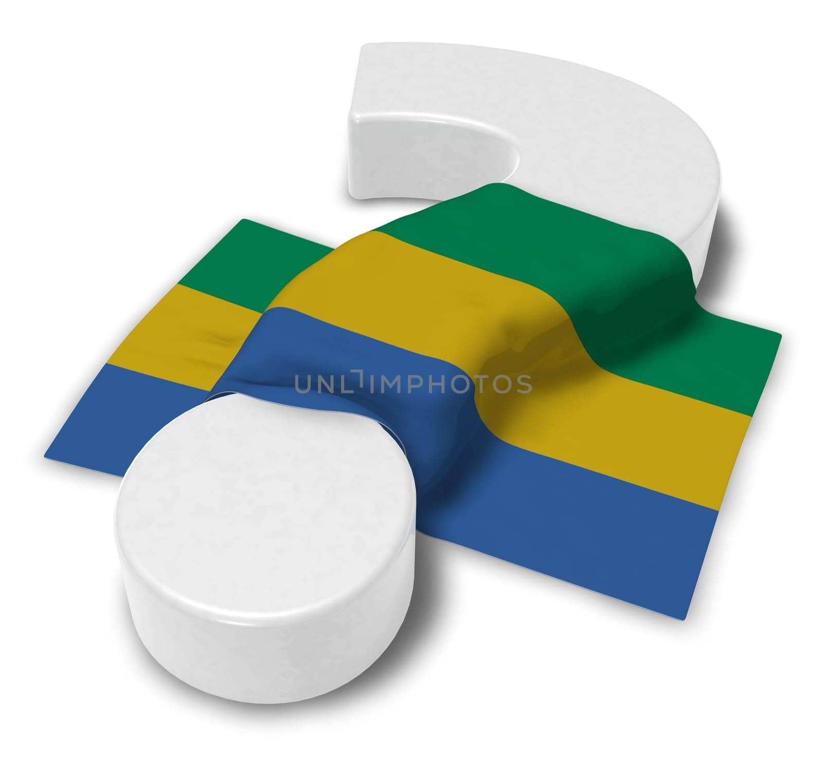 flag of gabon and question mark - 3d illustration