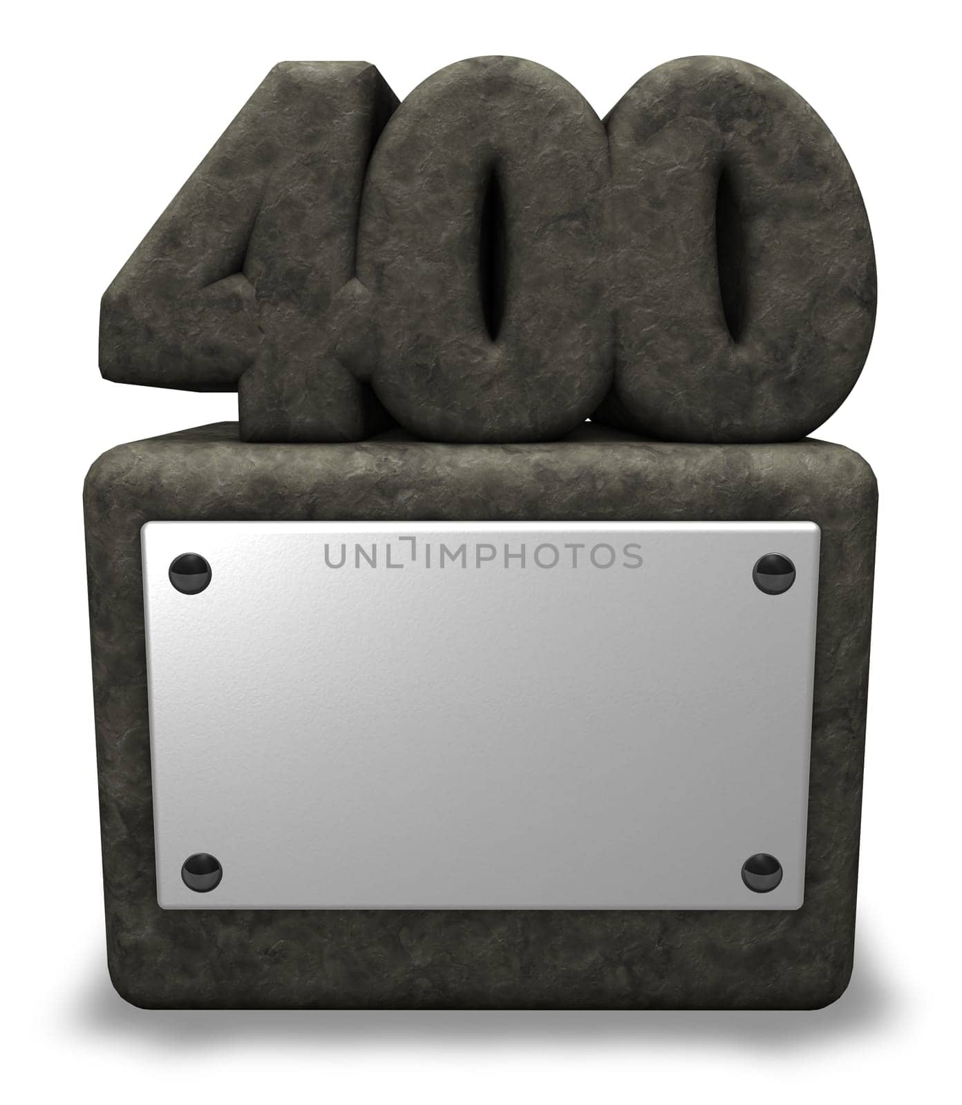 the number four hundred on stone base - 3d illustration