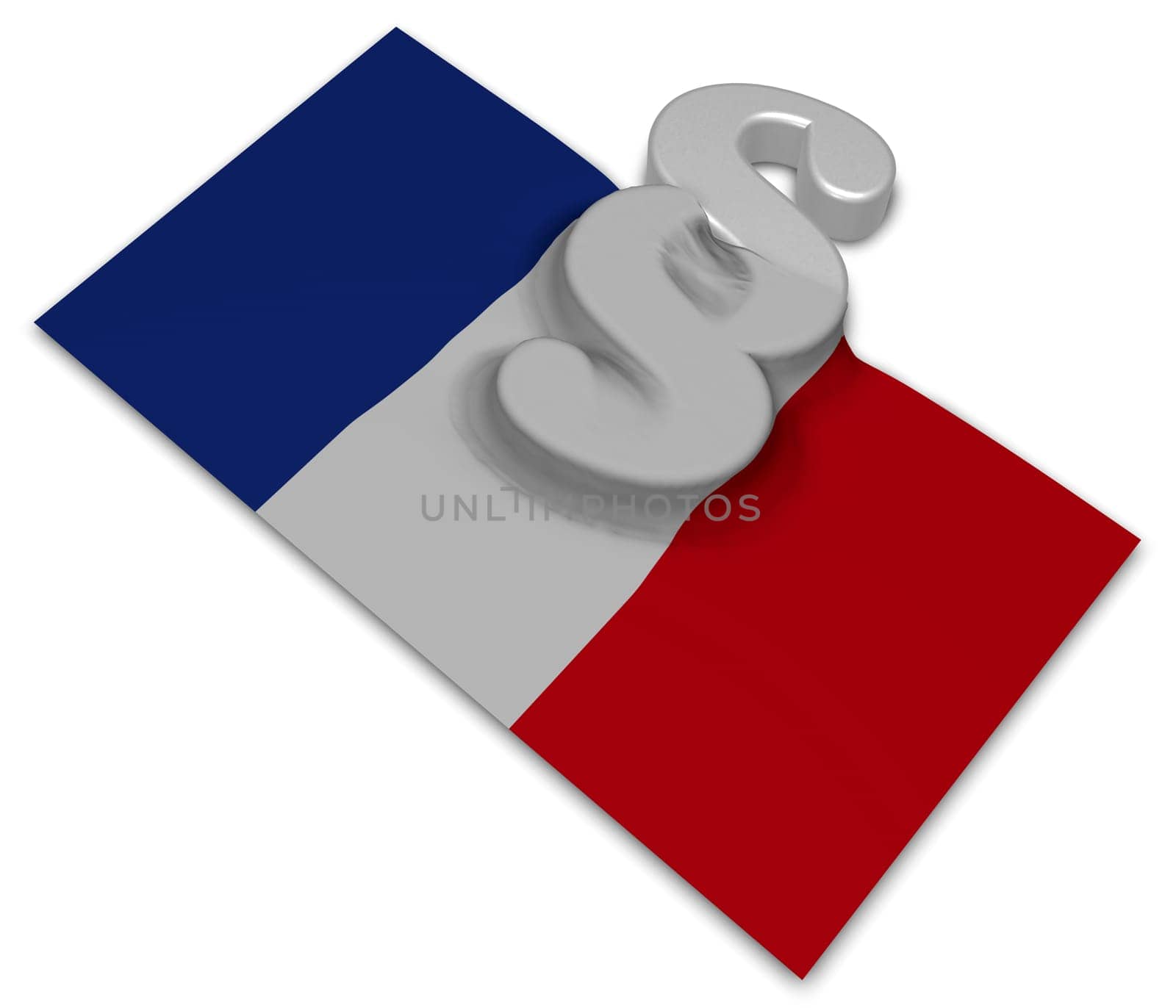 paragraph symbol and french flag - 3d illustration