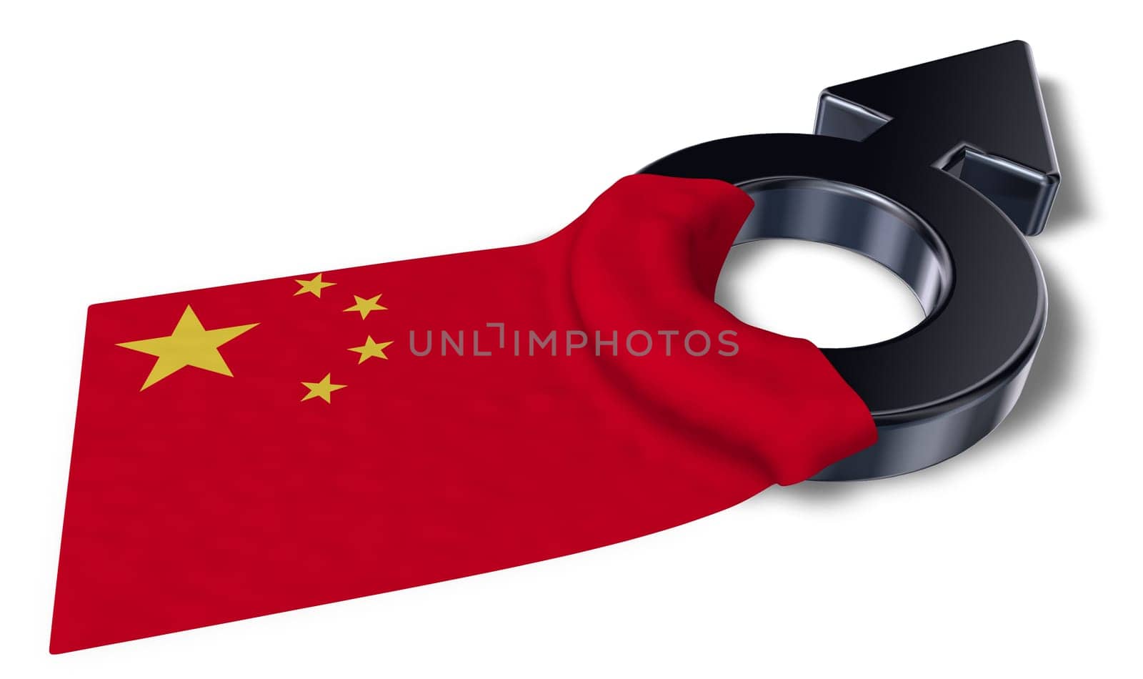 symbol for male and flag of china - 3d rendering